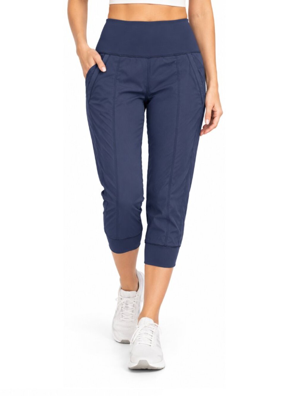 LULULEMON In Flux Studio 20" Crop Pants Capris Navy Sz 8 Swift Athleisure Yoga